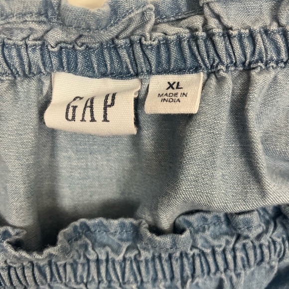 GAP Blue Ruched Puff Sleeve Blouse - Picture 6 of 7